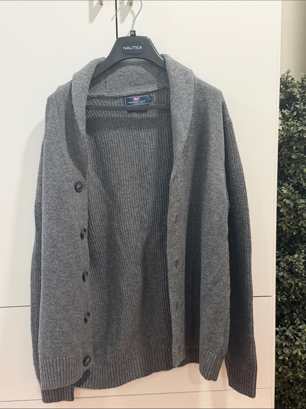 Vineyard Vines Men's Dark Gray Shawl Collar Button Cardigan